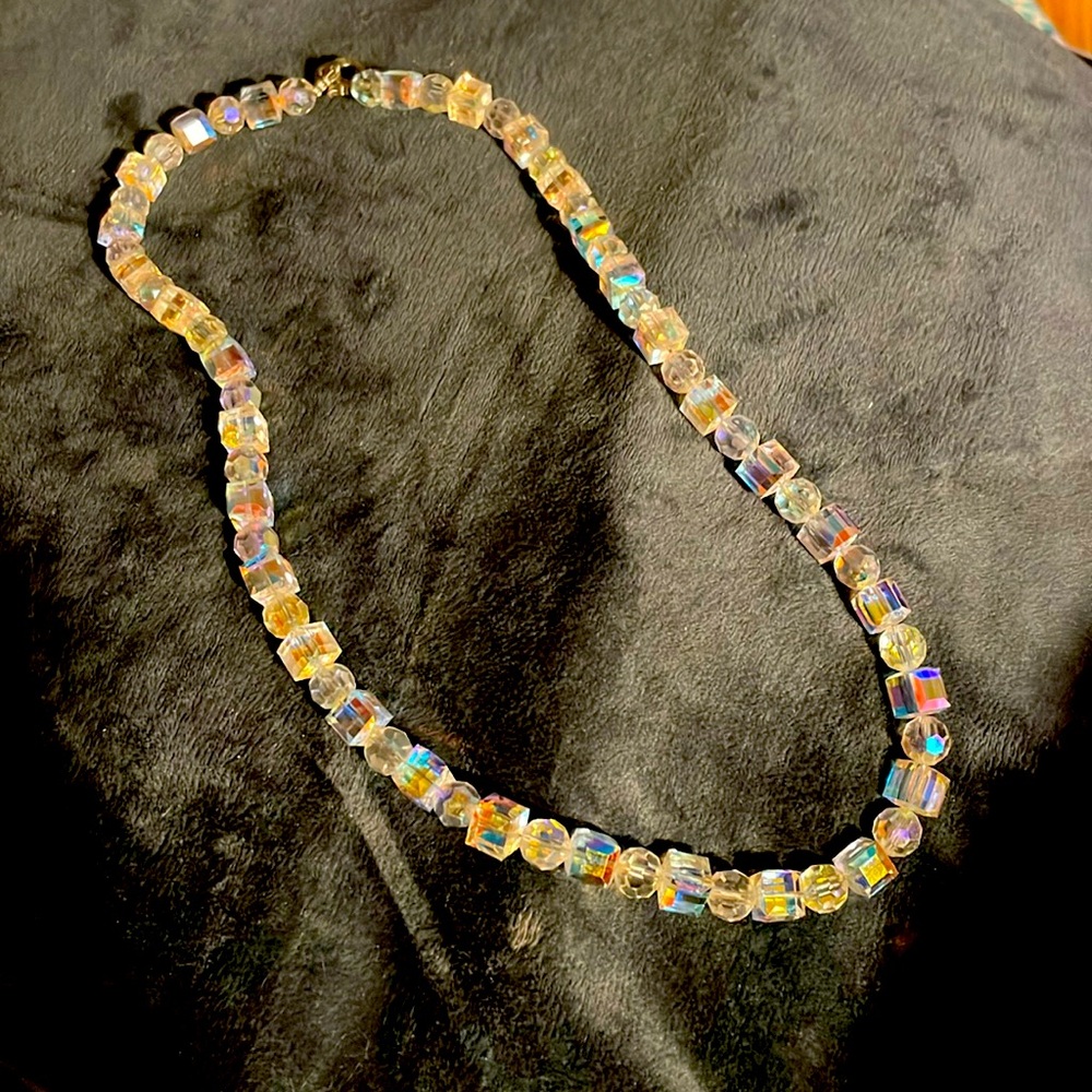 20 in. Square and circle Swarovski Clear necklace. Patten no 2007